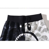 Bathing Ape Shorts Black and White Color Matching Cotton Terry Trendy Men's Shorts