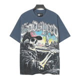 Men's youth t-shirt with rhinestone print, 100% cotton, american retro style