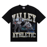 Short-sleeve t-shirt, men's, garment-washed print, 100% cotton, streetwear