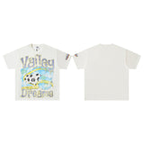 Valley t-shirt men's short-sleeved street printing hot diamond washed cotton