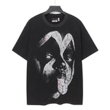 Washed and hot-drilled men's t-shirt short-sleeved g pure cotton hip hop street