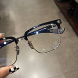 CHH Chrome Hearts Glasses pure titanium semi-square large face men and women retro trendy myopia flat light