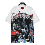 Men's youth t-shirt with rhinestone print, 100% cotton, american retro style