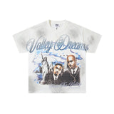 Valley t-shirt men's short-sleeved street printing hot diamond washed cotton
