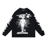 Men's long-sleeve t-shirt - washed cotton print - streetwear