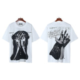 Men's short-sleeve t-shirt - washed print with hotfix rhinestones - 100% cotton - premium quality