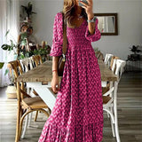Jungle Print Maxi Dress Fold Floral Printing Dress