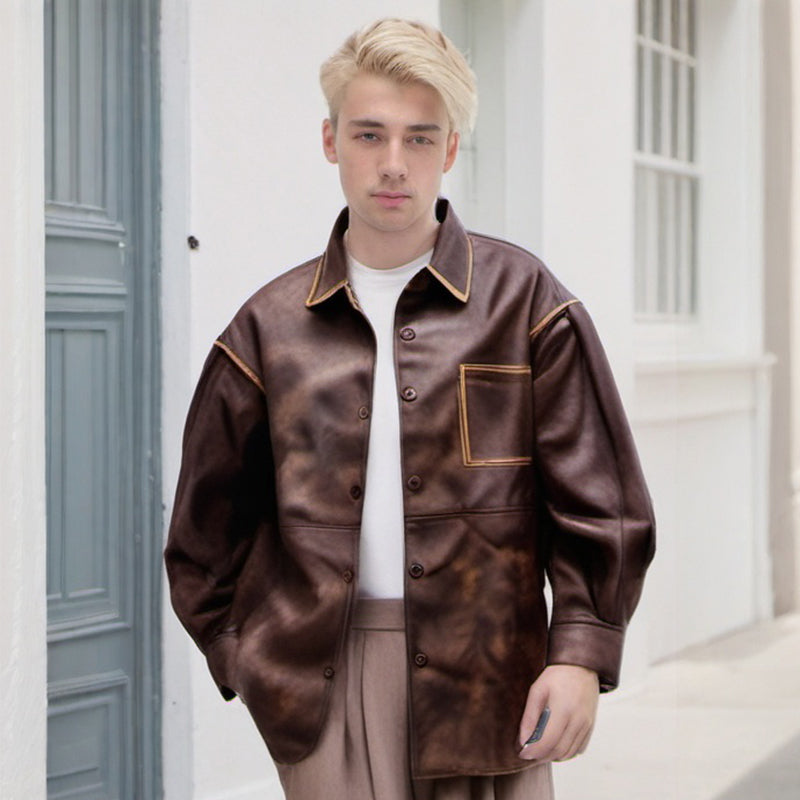 Men Jacket Retro Loose Cargo