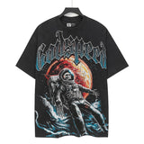 Godspeed men's short-sleeve t-shirt - washed print, hotfix rhinestone detail, streetwear style