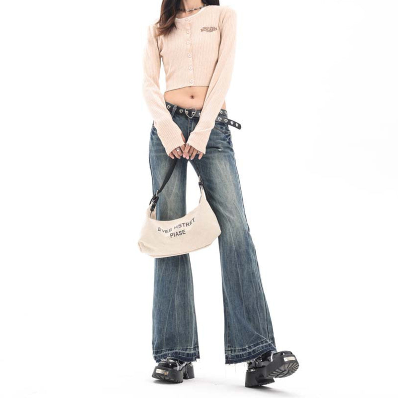 Unisex Pants Autumn Workwear Letter Jeans