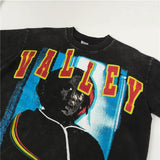 Valleyt-shirt men's american retro dark printing g pure cotton