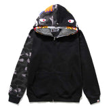 Bathing Ape Tiger Head Shark Double Hood Sweater Camouflage Hoodie Thin Velvet Terry Hooded Sweater