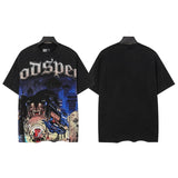 Godspeed men's short-sleeve t-shirt - washed print, hotfix rhinestone detail, streetwear style