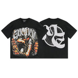 Mixed emotion men's t-shirt - short sleeve, hotfix rhinestone print, 100% cotton