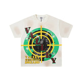 Valley t-shirt men's short-sleeved street printing hot diamond washed cotton