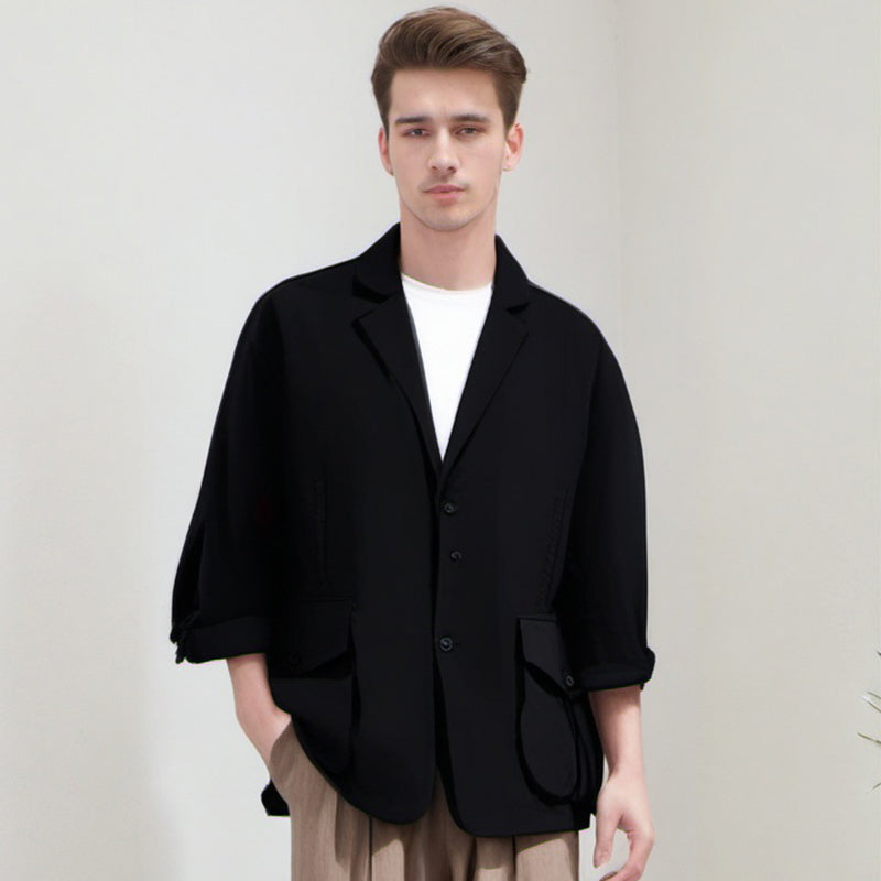 Men Jacket Three-Dimensional Large Pocket Suit Jacket