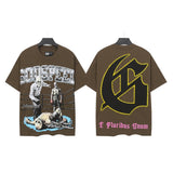 Men's youth t-shirt with rhinestone print, 100% cotton, american retro style