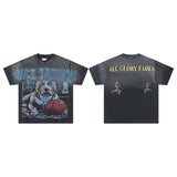 Valley t-shirt men's short-sleeved street printing hot diamond washed cotton