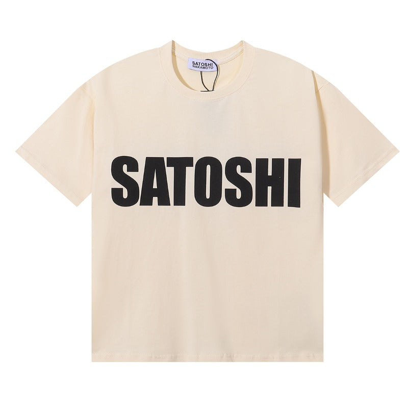 American satoshi retro print 100% cotton t-shirt