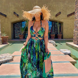 Jungle Print Maxi Dress Summer Fashion Sexy Dress