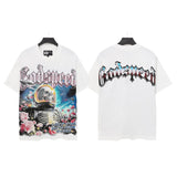 Men's youth t-shirt with rhinestone print, 100% cotton, american retro style