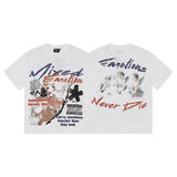 Mixed emotion men's t-shirt - short sleeve, hotfix rhinestone print, 100% cotton