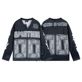 Long-sleeve t-shirt for men - rhinestone print, 100% cotton, hip-hop streetwear