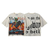 Bkys men's short-sleeve t-shirt - streetwear print, washed, rhinestone detail, 100% cotton