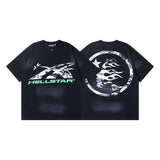 Men's short-sleeve t-shirt - washed print with hotfix rhinestones - 100% cotton - premium quality