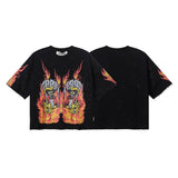 Bkys men's short-sleeve t-shirt - streetwear print, washed, rhinestone detail, 100% cotton