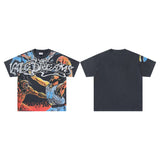 Valley t-shirt men's short-sleeved street printing hot diamond washed cotton