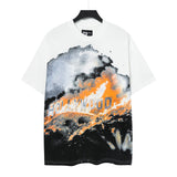 Men's youth t-shirt with rhinestone print, 100% cotton, american retro style