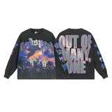 Men's long-sleeve t-shirt - washed print tee - 100% cotton