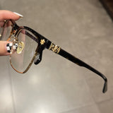 CHH Chrome Hearts Glasses pure titanium semi-square large face men and women retro trendy myopia flat light