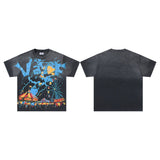 Valley t-shirt men's short-sleeved street printing hot diamond washed cotton