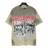 Men's t-shirt short-sleeved washed hot diamond printing g pure cotton hip hop street printing