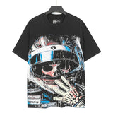 Godspeed t-shirt short-sleeved men's washed cotton printing hot diamond holes street clothing