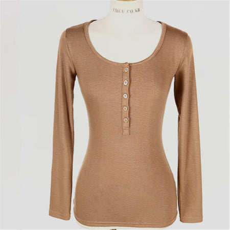 Women Long Sleeve Shirt Autumn and Winter Undershirt round Neck Long Sleeve Women's T-shirt