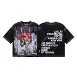 Bkys men's short-sleeve t-shirt - streetwear print, washed, rhinestone detail, 100% cotton