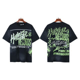 Men's short-sleeve t-shirt - washed print with hotfix rhinestones - 100% cotton - premium quality