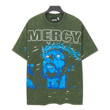 Washed and hot-drilled men's t-shirt short-sleeved g pure cotton hip hop street