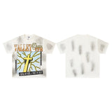 Valley t-shirt men's short-sleeved street printing hot diamond washed cotton
