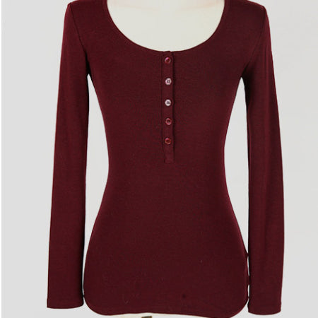 Women Long Sleeve Shirt Autumn and Winter Undershirt round Neck Long Sleeve Women's T-shirt