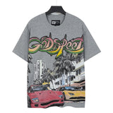 Men's youth t-shirt with rhinestone print, 100% cotton, american retro style