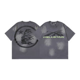 Men's short-sleeve t-shirt - washed print with hotfix rhinestones - 100% cotton - premium quality