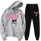 Kuromi Costume Hoodie Set Blakking Velvet Sweater Coat 2 Piece Set