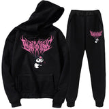 Kuromi Costume Hoodie Set Blakking Velvet Sweater Coat 2 Piece Set