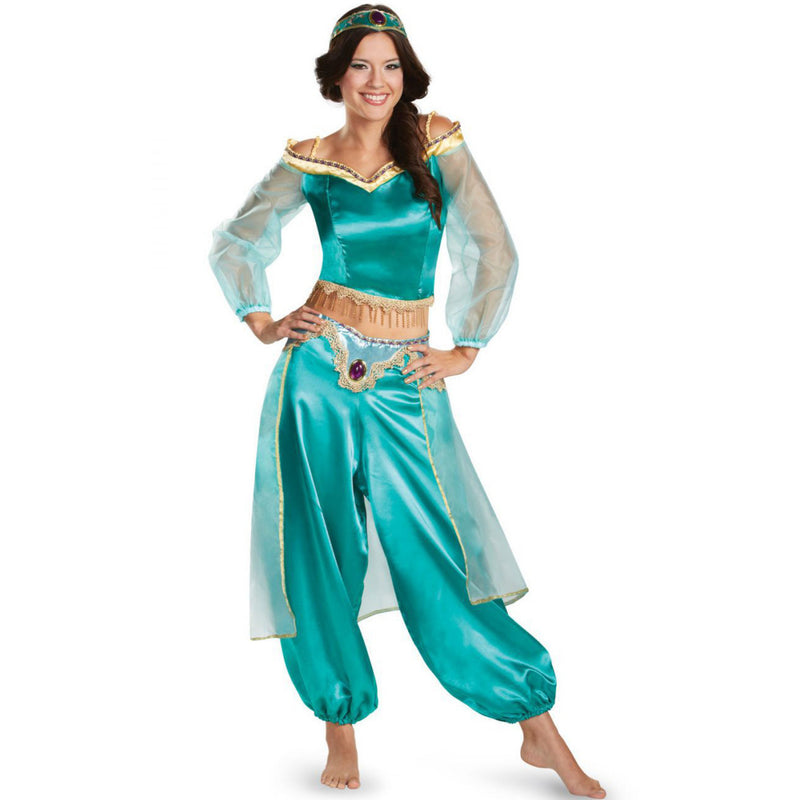 Arabian Nights Theme Dress Halloween Costume Sexy Lamp of Aladdin Princess Jasmine Dress