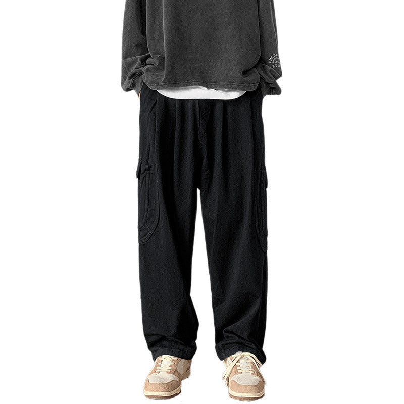 Men Sweatpants Straight Casual Pants Men Spring and Autumn Loose Wide-Leg Overalls