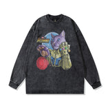 Men Long Sleeve Shirt Vintage Washed and Worn Long Sleeve T-shirt Men and Women Oversize Couple's Tops